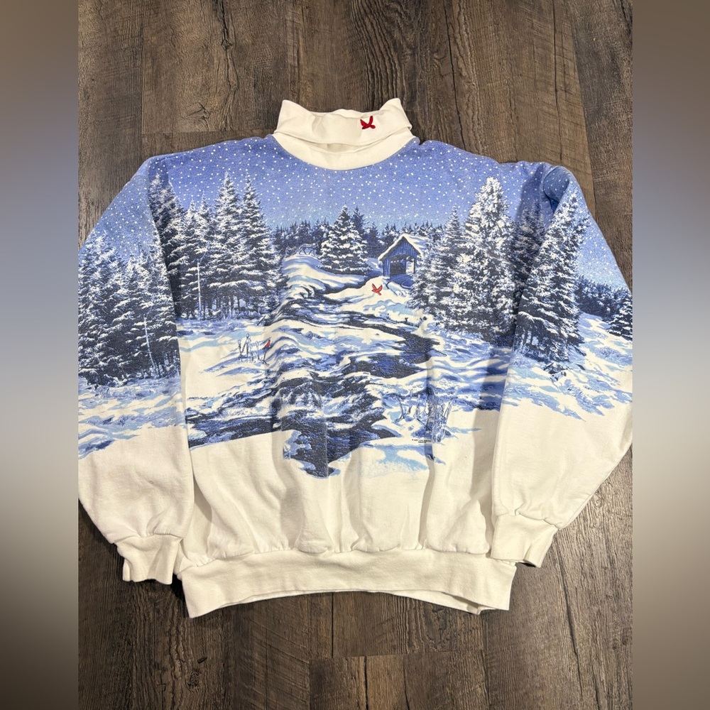 Scenic Blue & White Winter Crewneck Sweatshirt